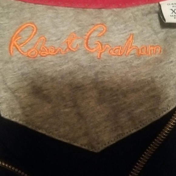 Robert Graham zipper pullover black with burgundy - Picture 1 of 2